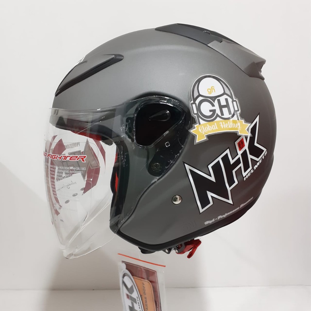 Jual HELM NHK HALF FACE NHK R6 NHK R 6 SOLID POLOS GREY DOFF NHK R6