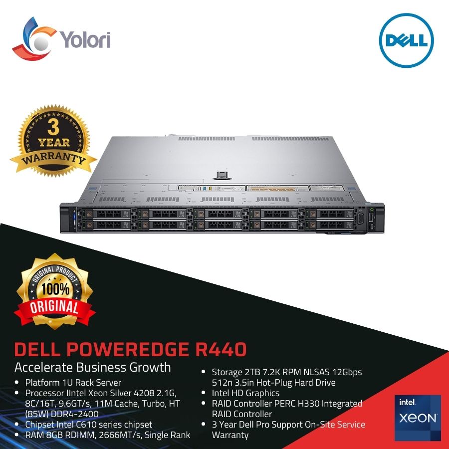 Jual Dell Poweredge R440 Xeon Silver 4208 8Gb 2Tb | Shopee Indonesia