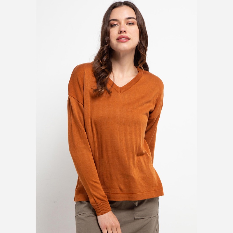 Jual Button On Long Sleeve VNeck Sweater Wanita Shopee Indonesia