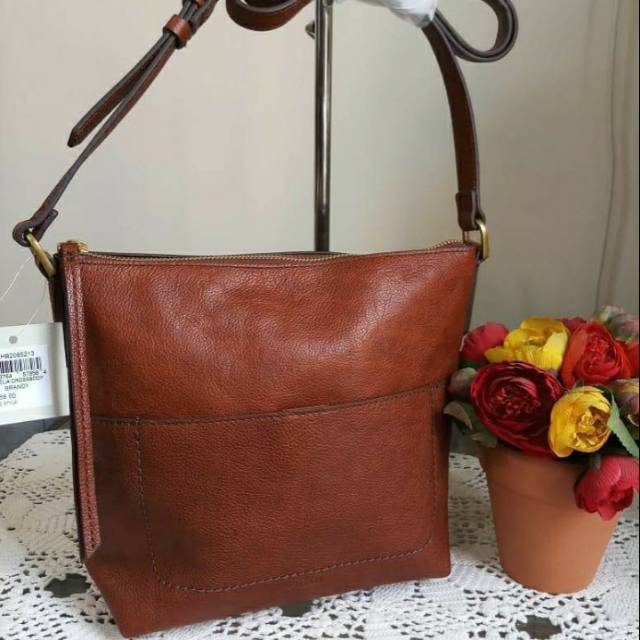 Tas Fossil Amelia Crossbody Brandy Bag Original New with