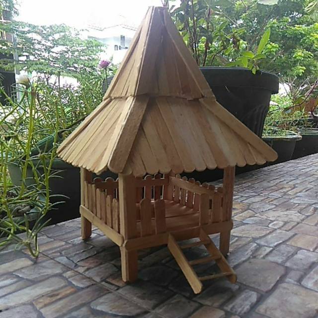 Miniatur rumah adat jawa joglo prakarya dari stik es krim Shopee