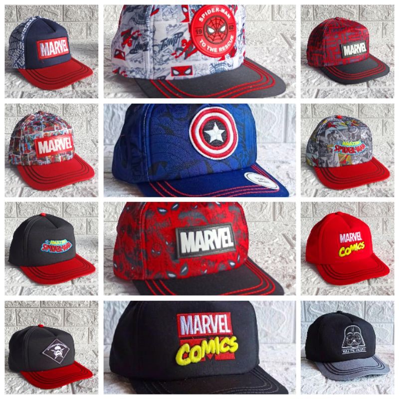 Jual topi anak marvel heroes spiderman captain america