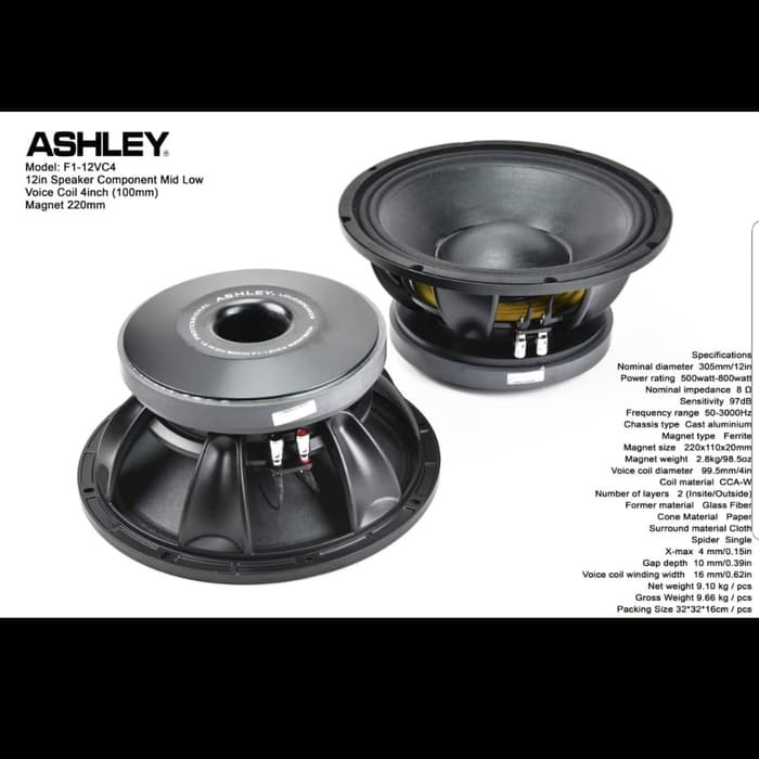 Jual Speaker Ashley 12 Inch Voice Coil 4In F1 2Vc4 Mid Low Original | Shopee Indonesia