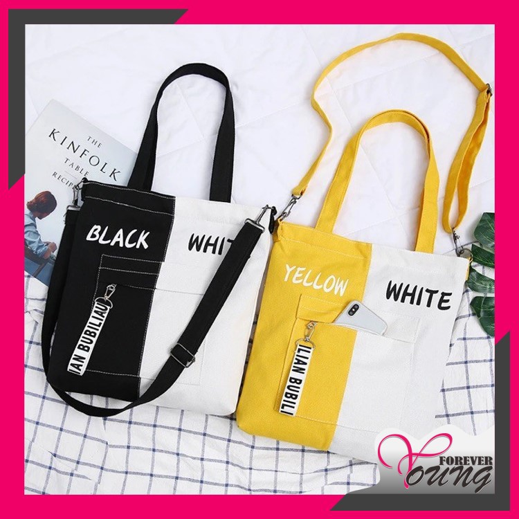 [LOKAL] FOREVER YOUNG D1112 TOTE TWO TONE Tas Tote Bag Wanita Tas Batam Bag Fashion Shopee
