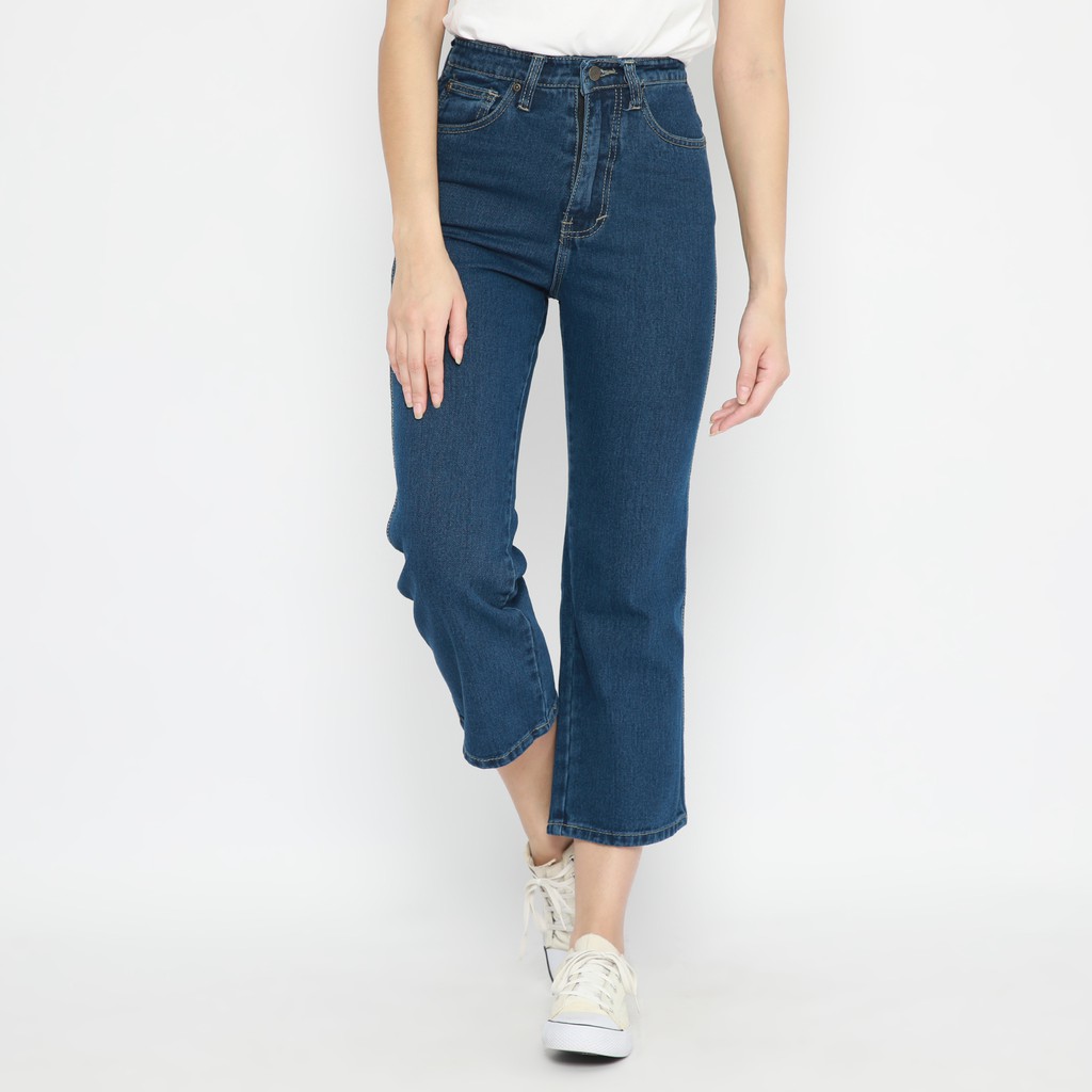 Esrocte Celana Loose Baggy High Waist Jeans Wanita P11 Navy Retro 2638 Shopee Indonesia