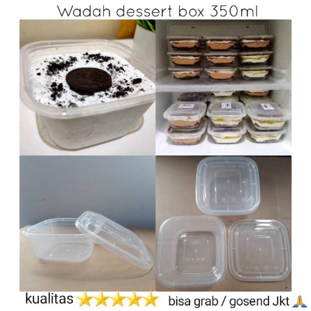 [Isi 10] CUP KOTAK DESSERT BOX + tutup 350ml Wadah dessert box Cup salad Cup kotak Plastik