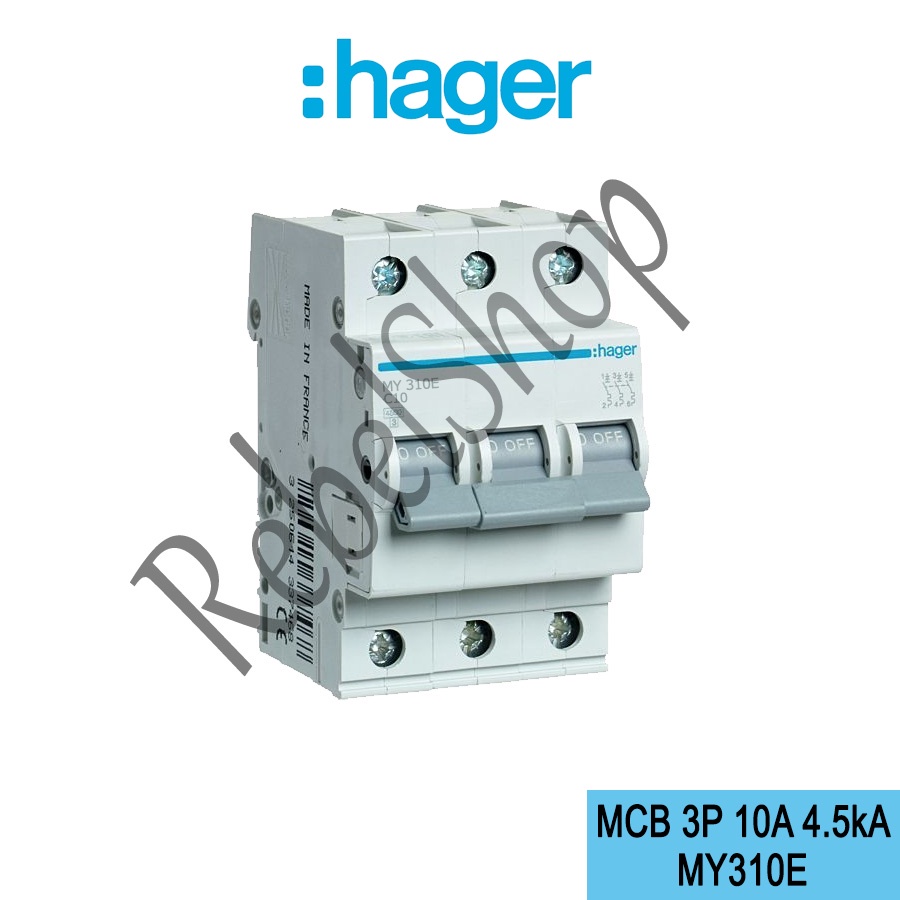 Jual Hager MCB 3P 10A MY310E 4.5kA 3 Phase 10 Ampere SNI Triple Pole
