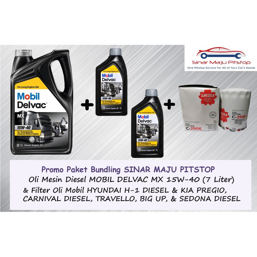 Paket Bundling Oli MOBIL DELVAC MX 15W40 7 L & FILTER OLI ASTRA ASPIRA KIA CARNIVAL DIESEL