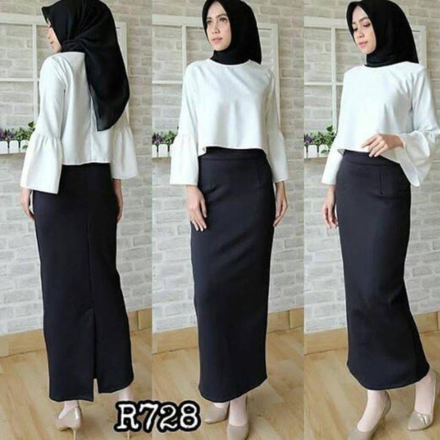 ROK SPAN SCUBA / ROK HITAM PANJANG / ROK HITAM POLOS / ROK HITAM KERJA / ROK HITAM MURAH / ROK