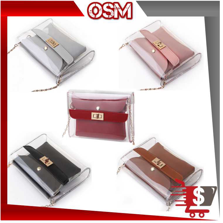 OSM T333 Tas Selempang Wanita Transparan / Tas Wanita