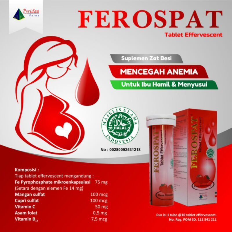 Jual Ferospat Effervescent 10 Tablet Suplemen Zat Besi Ibu Hamil dan