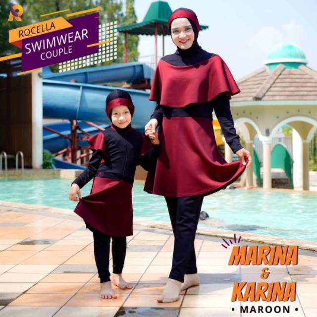 Baju Renang Wanita Muslimah Dewasa syari Marina dan Anak Karina by