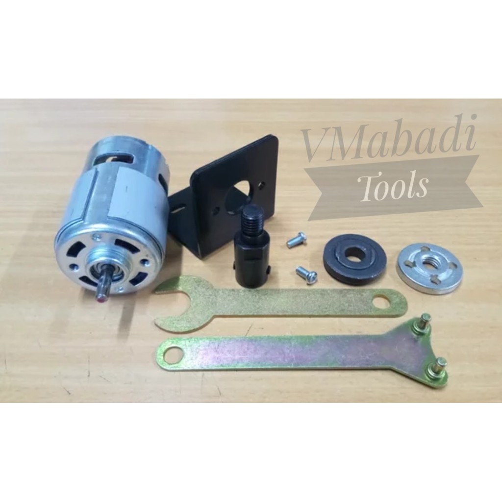 Paket Dinamo Dc 775 High Speed 15000 Rpm dan Adaptor Gerinda 4 Inch Modifikasi Woodworking Tools