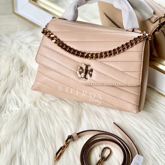 Jual Tory Burch Kira Chevron TopHandle Satchel / Devon Sand Shopee