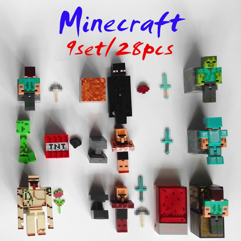 Jual Action Figure 28 Piezas/9 Juego De Juguetes De Minecraft Figuras De Acción De Pvc Armadura Espada Indonesia|Shopee Indonesia
