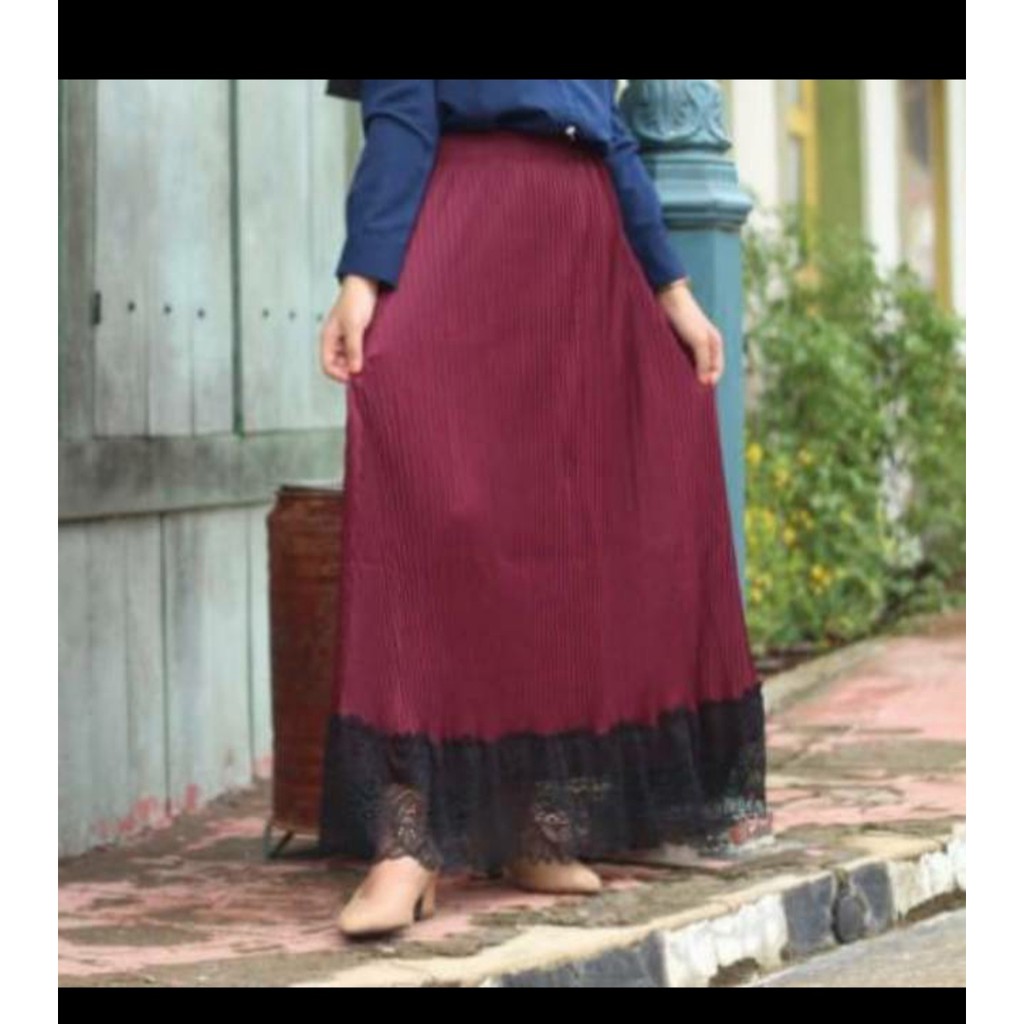 Rok Plisket Premium Panjang Wanita Skinny Skirt Spanduk Pencil Polos Spandek Murah Meriah