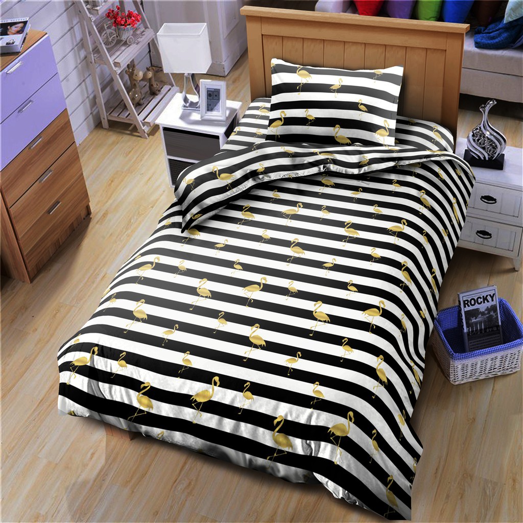 Kintakun Bed Cover Only Single Flamenco D'luxe Gold Hitam