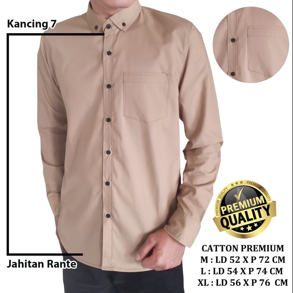 Jual Kemeja Polos Lengan Panjang Kemeja Formal Pria Warna Coklat Muda Light Browncpolos Seri K4P0L020 | Shopee Indonesia