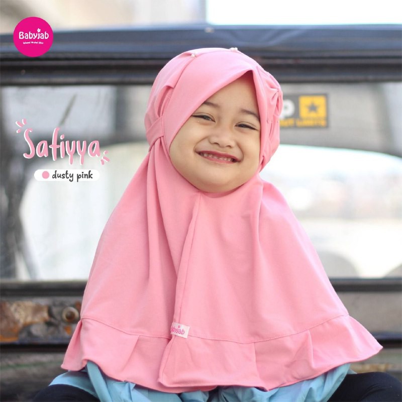 Hijab anak safiyya by babyjab khimar kerudung anak lucu dusty pink