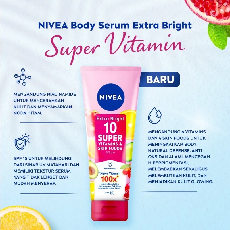 Jual NIVEA Extra Bright Body Serum 10 Super Vitamin & Skin Food