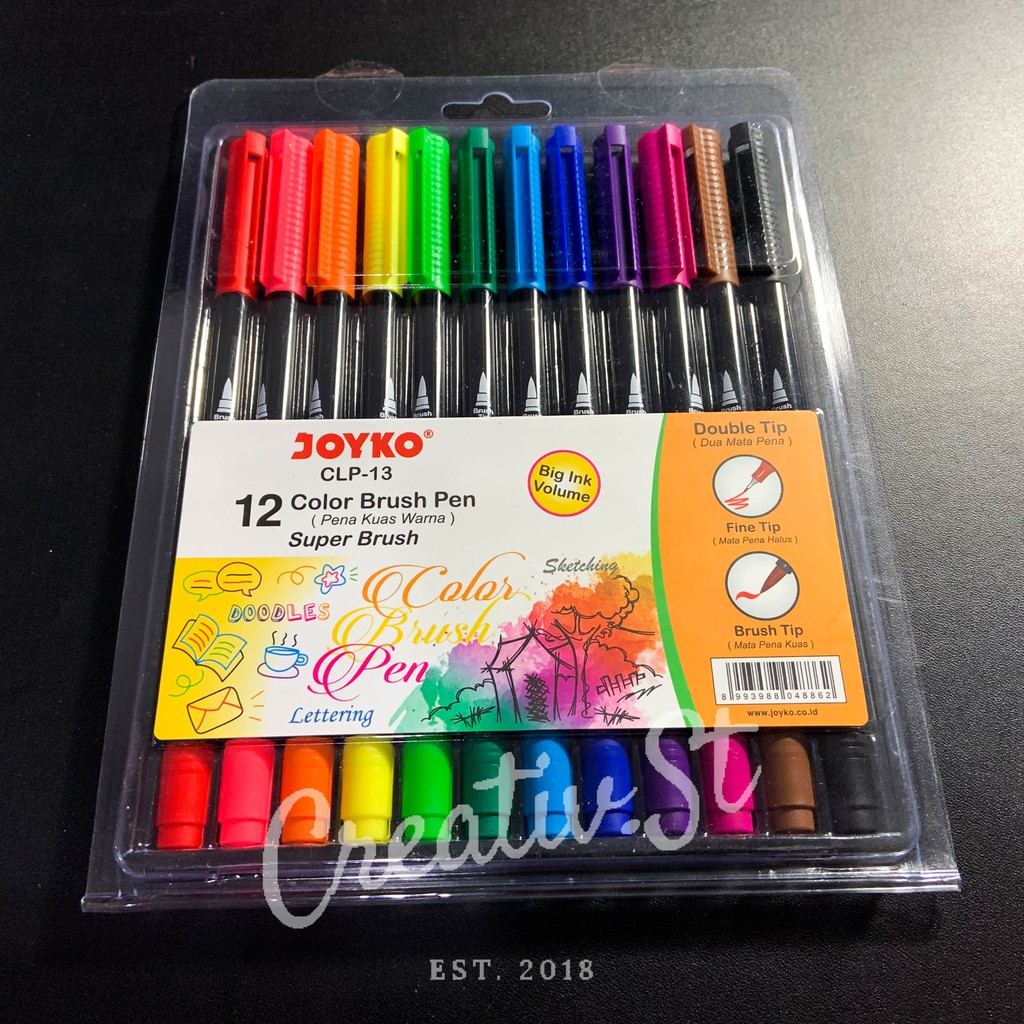 Joyko Brush Pen 12 Warna Brush + Fine Tip CLP13 SET Shopee Indonesia