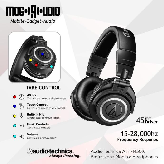 Jual Audio Technica Ath M50X Bt / Ath-M50Xbt Headphones Wireless Over-Ear Diyashop11 | Shopee Indonesia