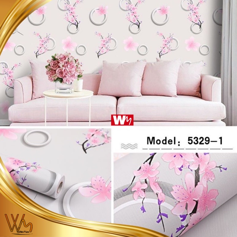 Jual Wallpaper Dinding Sticker Motif 3D Bunga 45cm x 100cm Wallsticker