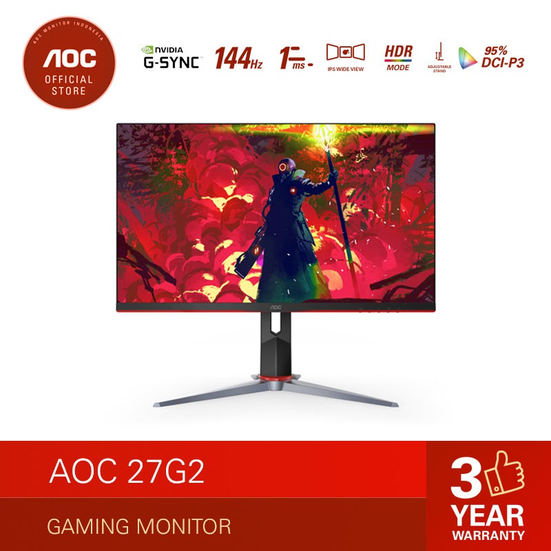 Jual Aoc 27G2 G-Sync Gaming Monitor (27"/Fhd/Ips/144Hz/1Ms) | Shopee Indonesia