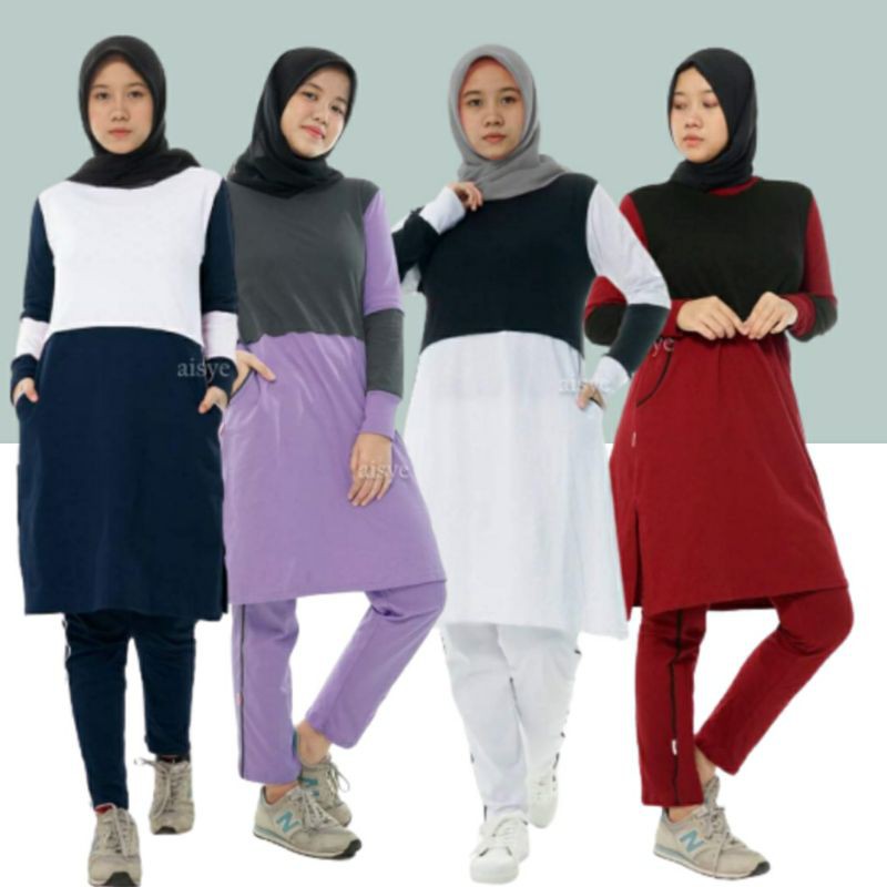 Jual Baju Seragam olahraga muslimah wanita sport syari stelan Perempuan