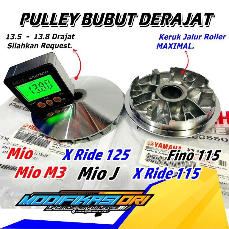 Jual pulley bubut racing mio rumah roller xride ubah derajat 13,5 kipas