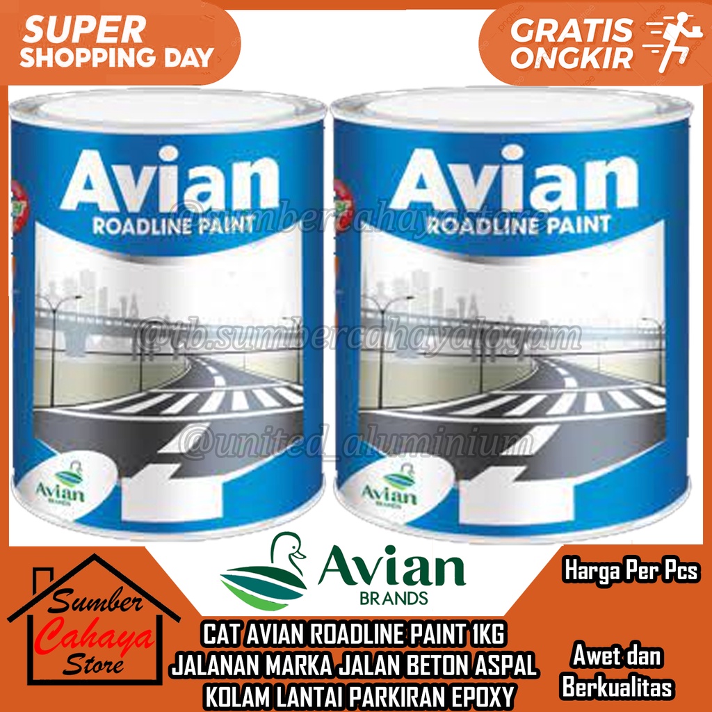Jual CAT AVIAN ROADLINE PAINT 1KG JALANAN MARKA JALAN BETON ASPAL KOLAM