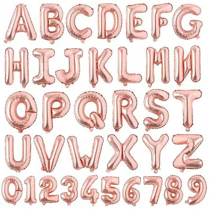 Balon Foil Huruf WARNA ROSE GOLD Perlengkapan Pesta AM