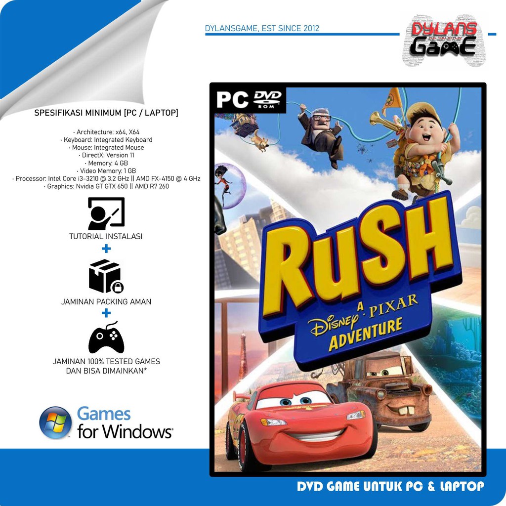 Jual RUSH A DISNEY PIXAR ADVENTURE GAME PC DVD GAME LAPTOP PC GAMES