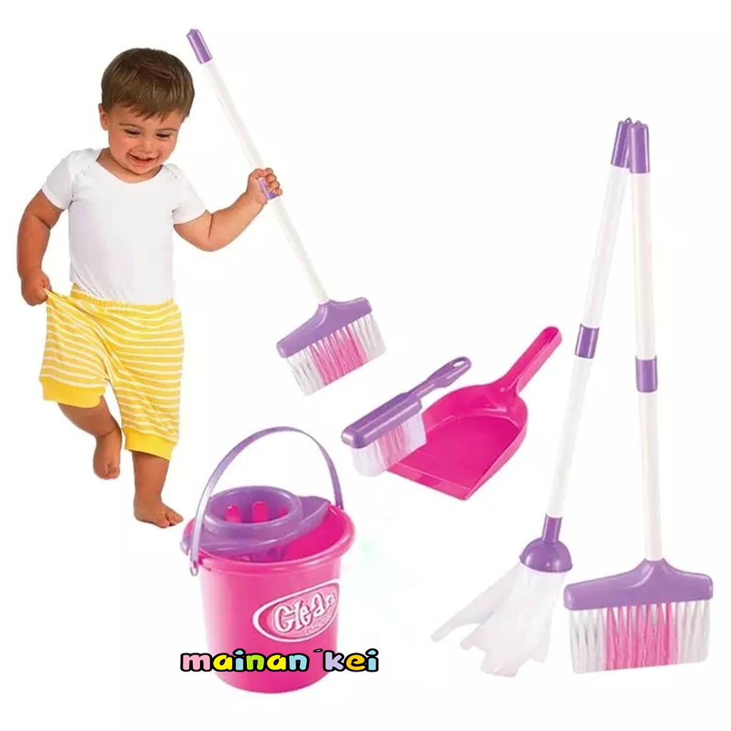 Jual Mainan Anak Perempuan Mainan Edukasi Mainan Alat Kebersihan Sapu Pel Cleaning Set | Shopee Indonesia