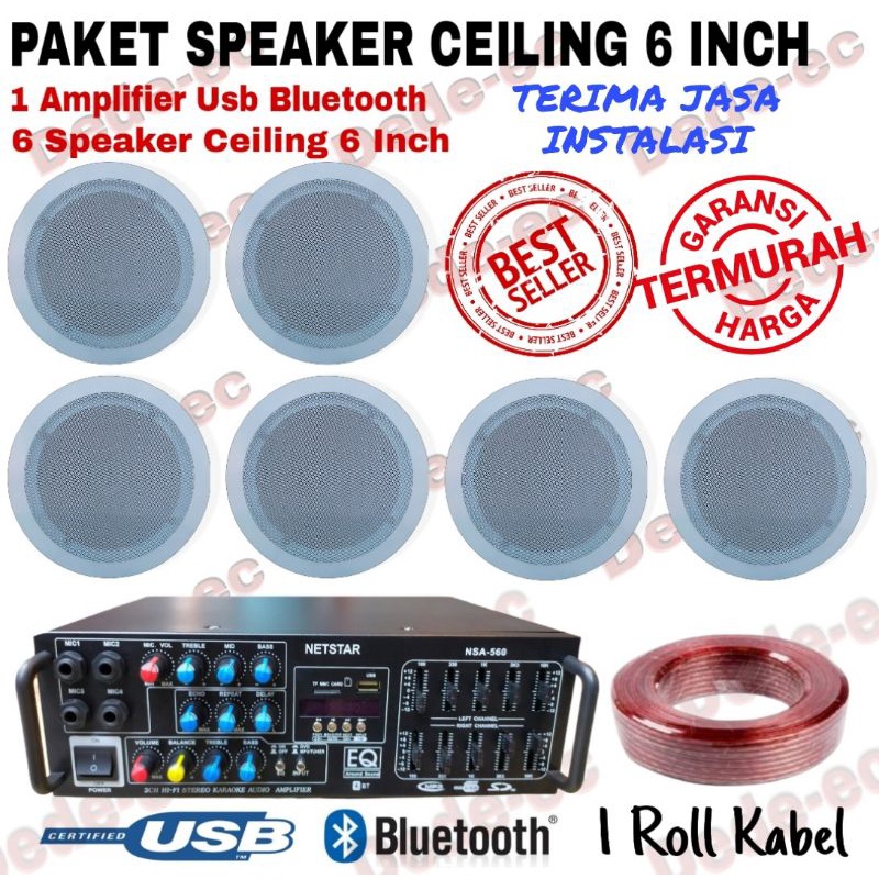 Jual Paket Speaker Ceiling plafon Speaker Ceiling 6 Inch isi 6 speaker