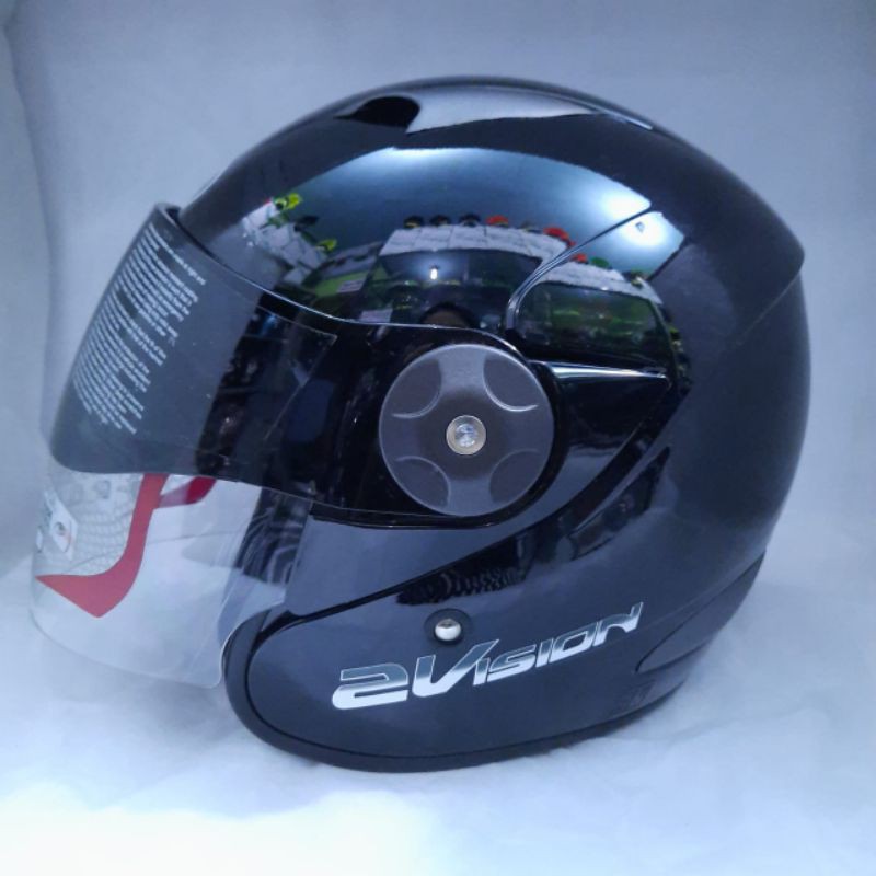 Jual HELM KYT 2 VISION HITAM METALIK BLACK METALIK HALF FACE Indonesia