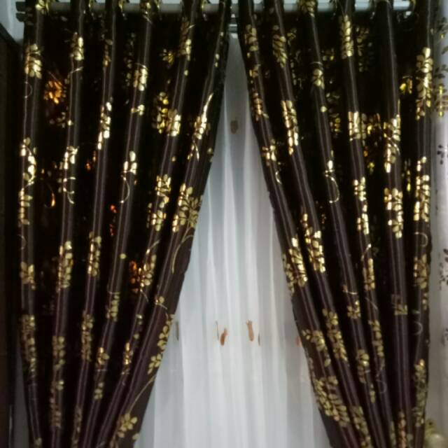 Jual Gorden Blackout Emas Dk Coklat Tua | Shopee Indonesia