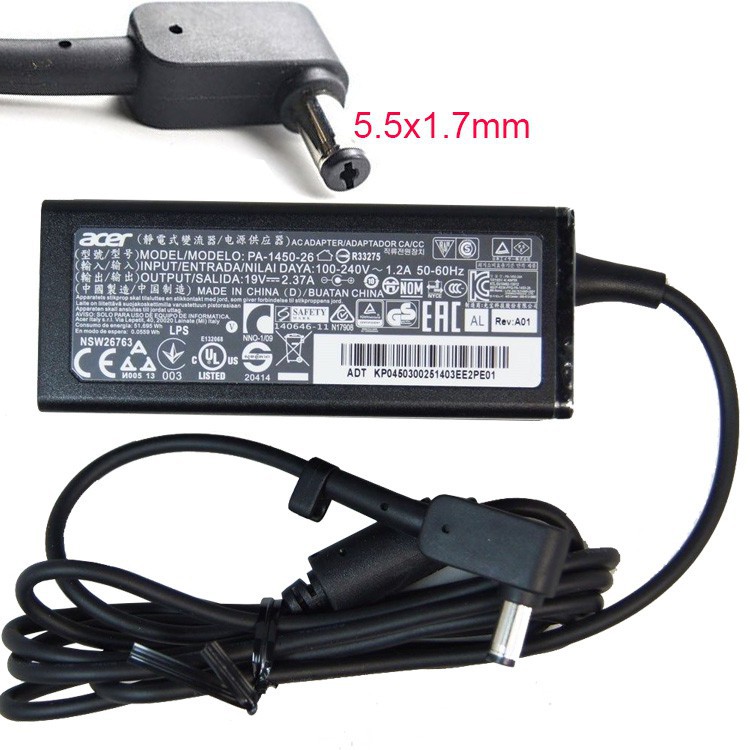 Jual ORIGINAL Charger Adaptor Laptop Acer Aspire One ES1111 19V 2.37A 45W (FREE KABEL POWER