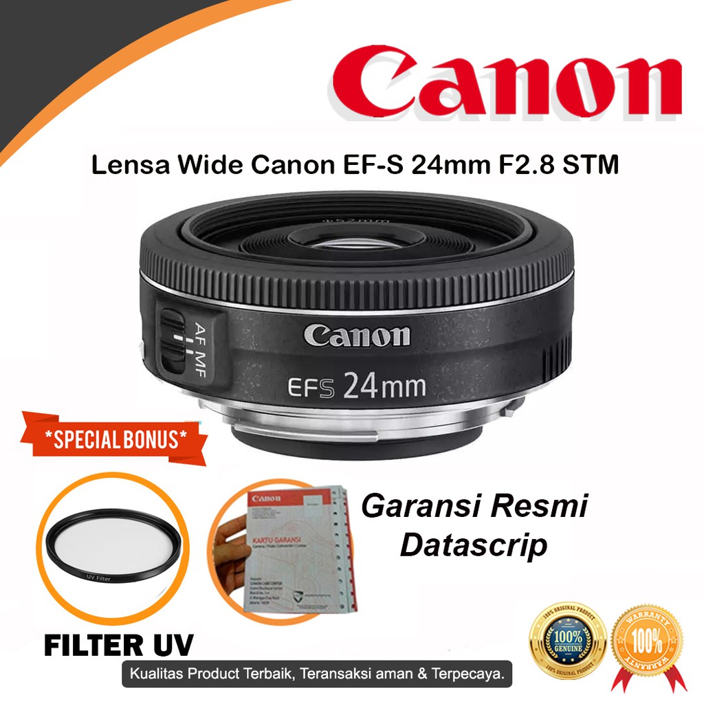 Lensa Wide Canon EFS 24mm F2.8 STM BONUS Filter UV Shopee Indonesia