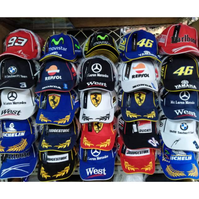 Jual Topi Baseball Casual Topi Khas Bordir Otomotif Balap F1,Motogp, Mobil, Sponsor Topi Dewasa Indonesia|Shopee Indonesia