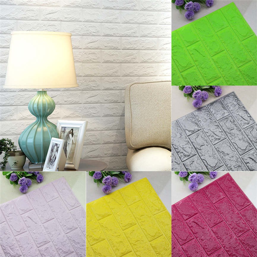 Paket 5 Pcs Wallpaper Dinding Foam Motif Bata Matte Dan Glossy 3D