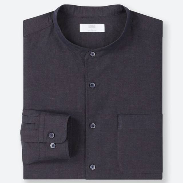 Jual Uniqlo Kemeja Linen Kerah Tegak original/ Kemeja Lengan Panjang Pria Kerah Shanghai Uniqlo