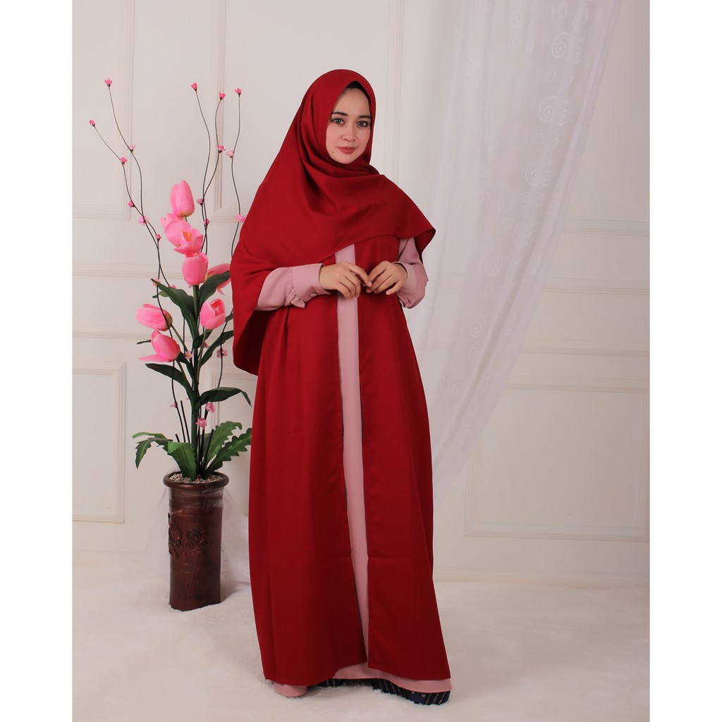 Najah Hijab Gamis Syar'i Beauty SeriesF / Maroon Varian Dusty Shopee