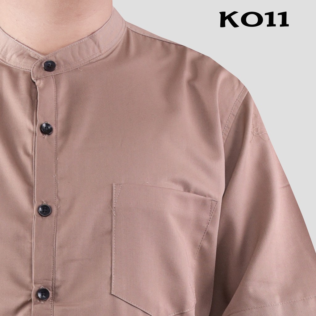Jual Baju Koko Kurta Lengan Pendek Coklat Muda Polos K011 | Shopee Indonesia