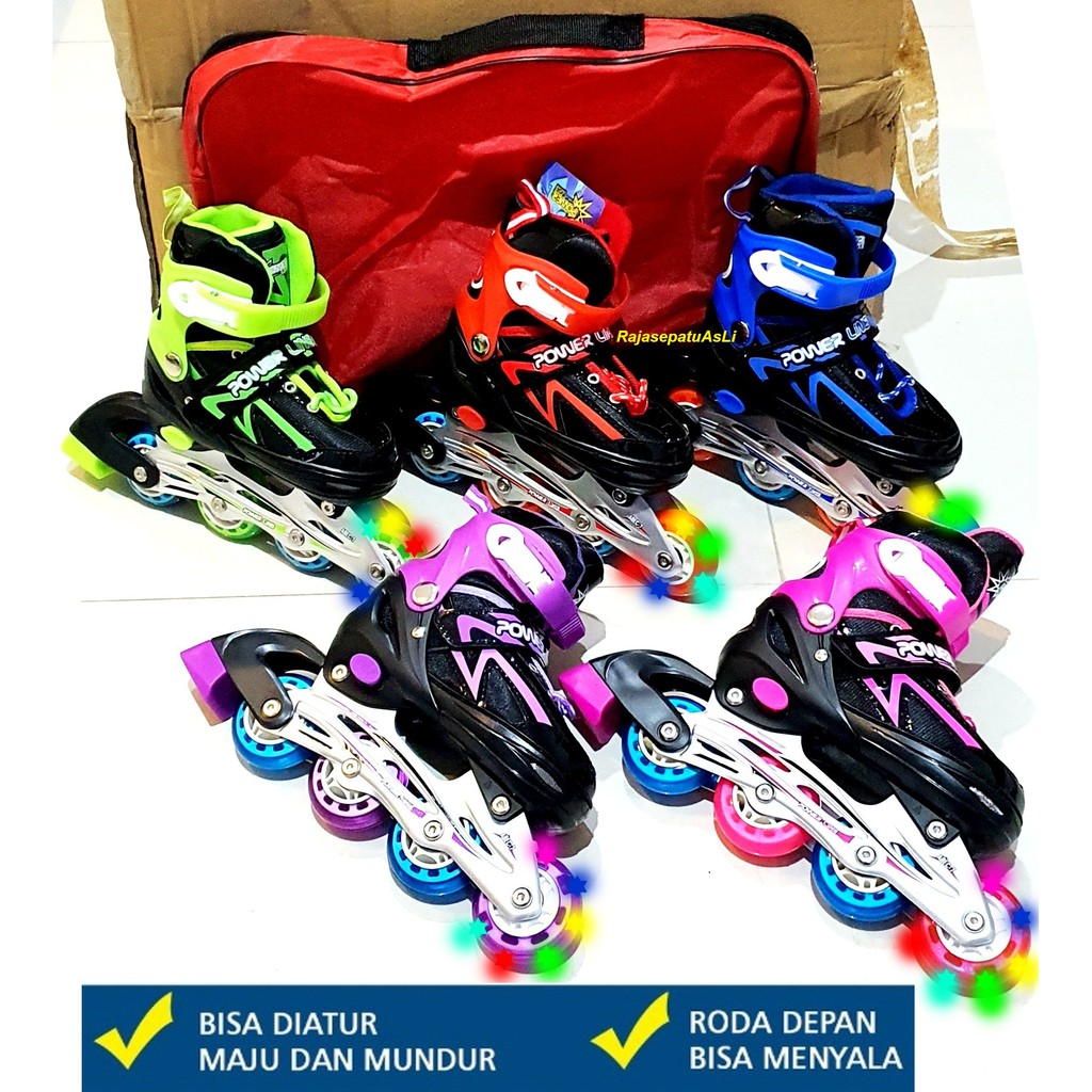 SEPATURODA Kids INLINE SKATE LED + FREE packingDus+ TAS + KUNCI 5Warna