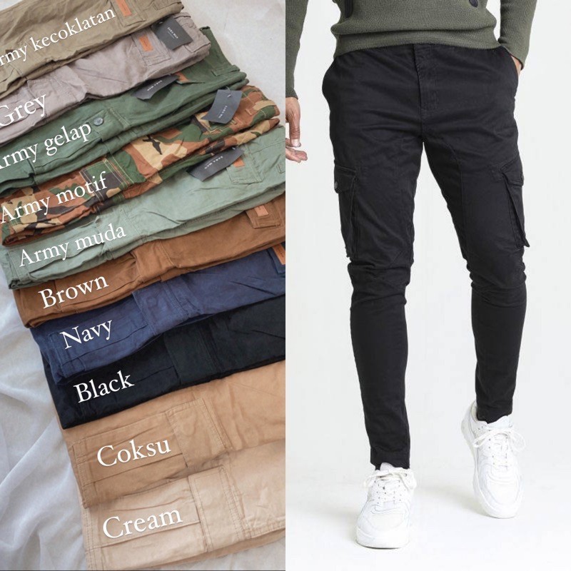 Jual Cargo Pants by ZARA Men Brown Army Shopee Indonesia