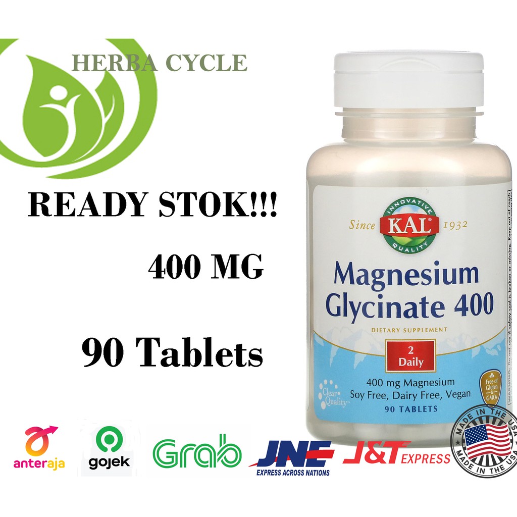 Jual Kal Magnesium Glycinate 400 Mg 90 Tablets Ori Usa Vit Magnesium | Shopee Indonesia