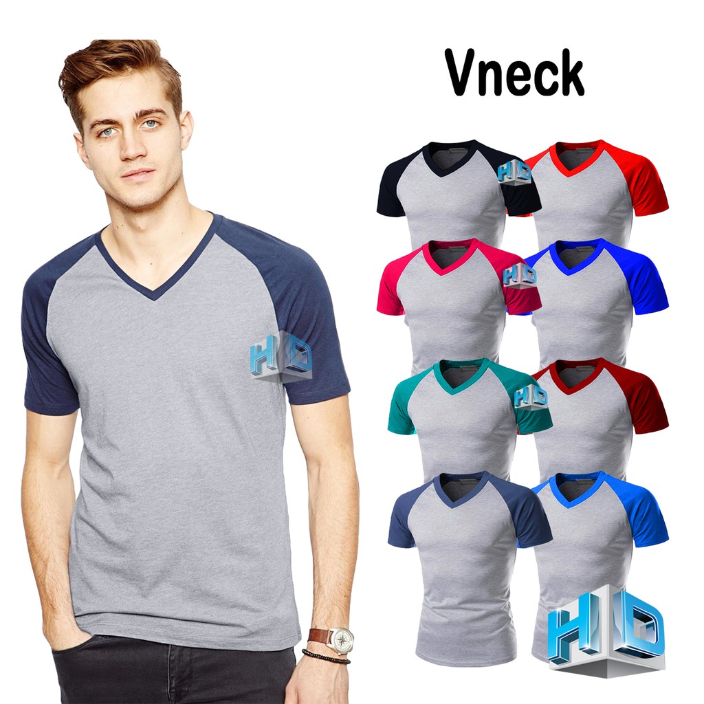 HD Kaos raglan Vneck polos kaos raglan pria fashion