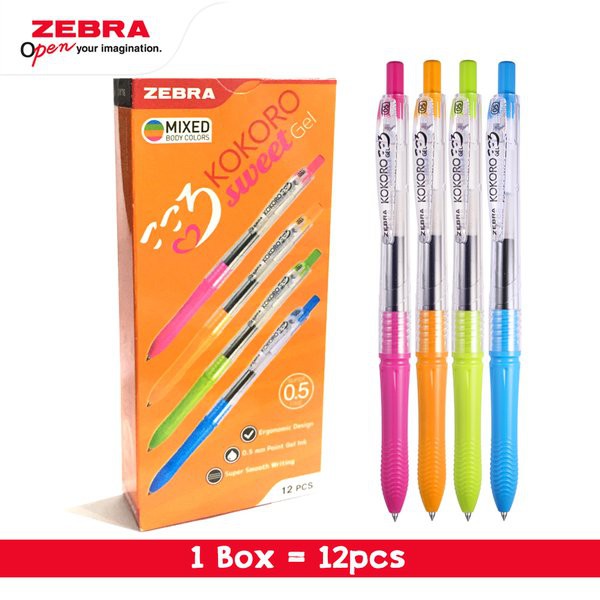 SIAP KIRIM BALLPEN PULPEN BOLPOINT KOKORO SWEET ZEBRA BOX/PACK 12pcs