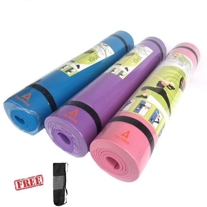 Jual Techdoo Matras Yoga Bahan EVA 4MM Tali + kantong Anti Licin Anti Air Yoga Mat YYM04A